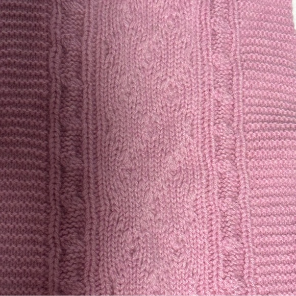 Mariele Waithe 100% CASHMERE fringed cable-knit scarf Cozy Pink Soft Girl 8X66 - Picture 10 of 13